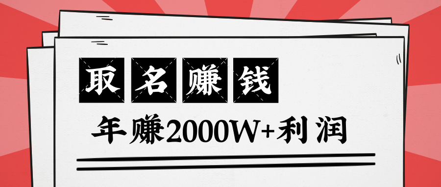 王通：不要小瞧任何一个小领域，取名技能也能快速赚钱，年赚2000W+利润-第一资源站