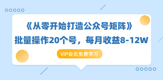 《从零开始打造公众号矩阵》批量操作20个号，每月收益大概8-12W（44节课）-第一资源站