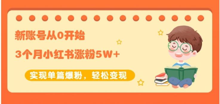 生财小红书涨粉变现：新账号从0开始3个月小红书涨粉5W+实现单篇爆粉-第一资源站