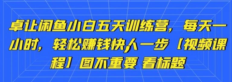 卓让闲鱼小白五天训练营，每天一小时，轻松赚钱快人一步-第一资源站