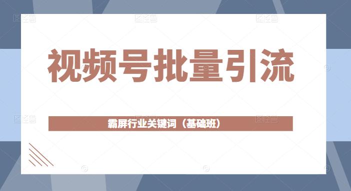 视频号批量引流，霸屏行业关键词（基础班）全面系统讲解视频号玩法-第一资源站