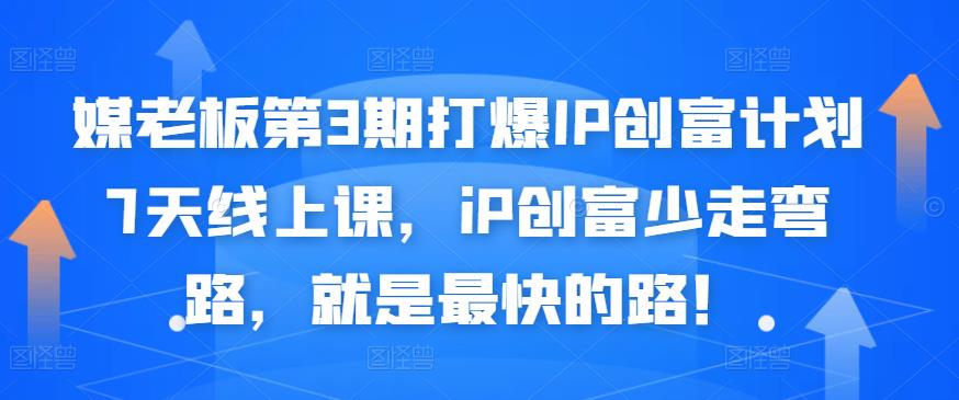 媒老板第3期打爆IP创富计划7天线上课，iP创富少走弯路，就是最快的路！-第一资源站