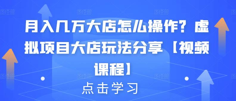 月入几万大店怎么操作？虚拟项目大店玩法分享【视频课程】-第一资源站