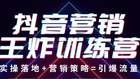 抖音营销王炸训练营，实操落地+营销策略=引爆流量（价值8960元）-第一资源站