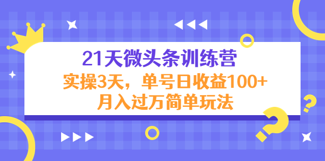 21天微头条训练营，实操3天，单号日收益100+月入过万简单玩法-第一资源站