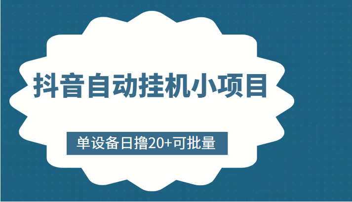 抖音自动挂机小项目，单设备日撸20+，可批量，号越多收益越大-第一资源站