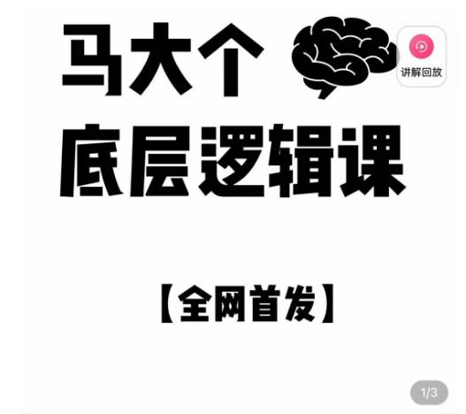 马大个·底层逻辑课，51节底层逻辑智慧课-价值1980元-第一资源站