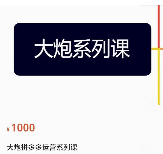 大炮拼多多运营系列课，各类​玩法合集，拼多多运营玩法实操-第一资源站