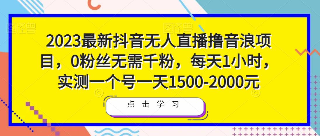 2023最新抖音无人直播撸音浪项目，0粉丝无需千粉，每天1小时，实测一个号一天1500-2000元-第一资源站