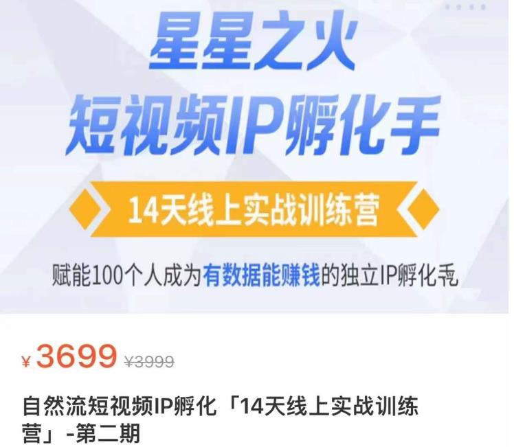 瑶瑶·自然流短视频IP孵化第二期，14天线上实战训练营，赋能100个人成为有数据能赚钱的独立IP孵化手-第一资源站