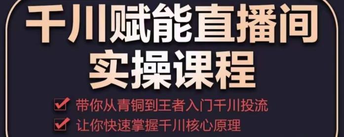 千川赋能直播间实操课程，带你从青铜到王者的入门千川投流，让你快速掌握千川核心原理-第一资源站