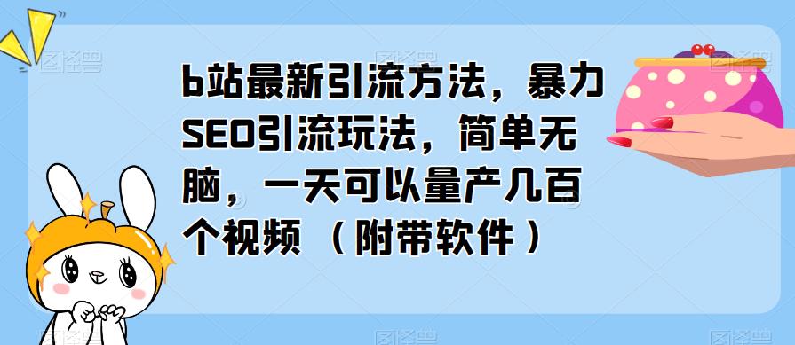 b站最新引流方法，暴力SEO引流玩法，简单无脑，一天可以量产几百个视频（附带软件）-第一资源站