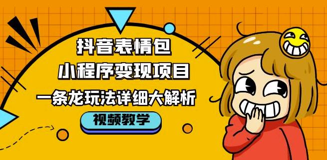 抖音表情包小程序变现项目，一条龙玩法详细大解析，视频版学习！-第一资源站