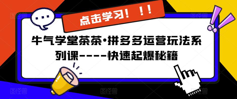 牛气学堂茶茶•拼多多运营玩法系列课—-快速起爆秘籍【更新】-第一资源站