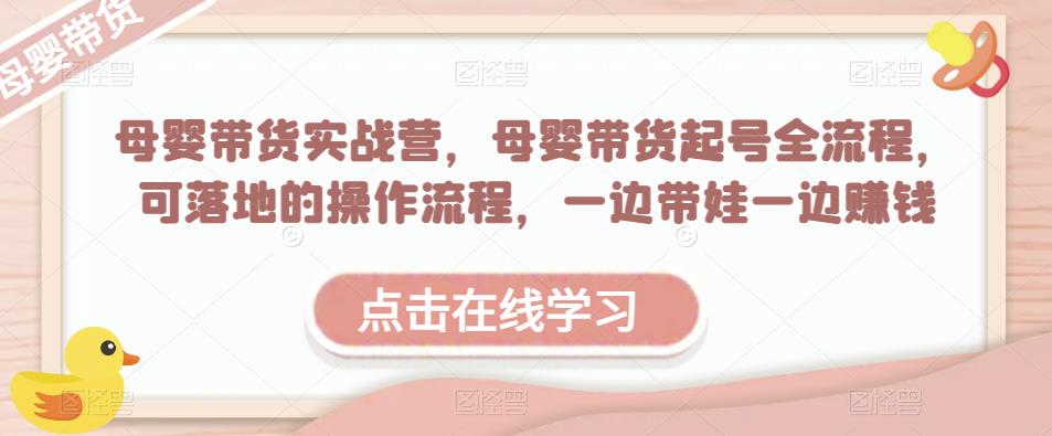 母婴带货实战营，母婴带货起号全流程，可落地的操作流程，一边带娃一边赚钱（附素材）-第一资源站