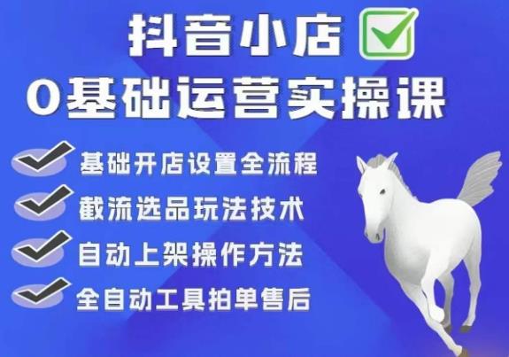 白马电商·0基础抖店运营实操课，基础开店设置全流程，截流选品玩法技术-第一资源站