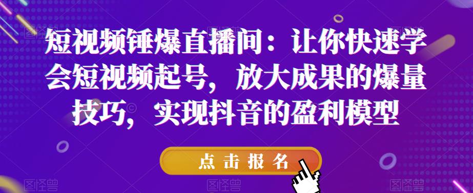 短视频锤爆直播间：让你快速学会短视频起号，放大成果的爆量技巧，实现抖音的盈利模型-第一资源站