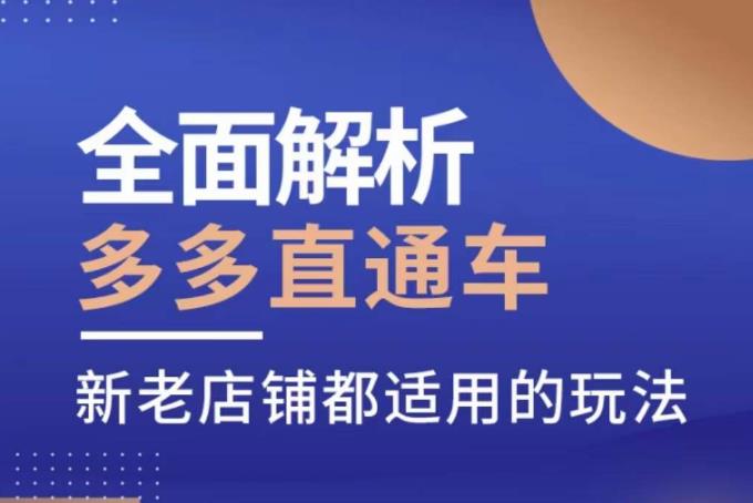 全面解析多多直通车，​新老店铺都适用的玩法-第一资源站