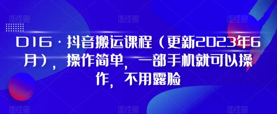 D1G·抖音搬运课程（更新2023年6月），操作简单，一部手机就可以操作，不用露脸-第一资源站