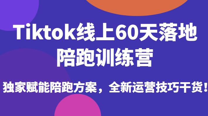 Tiktok线上60天落地陪跑训练营，独家赋能陪跑方案，全新运营技巧干货-第一资源站