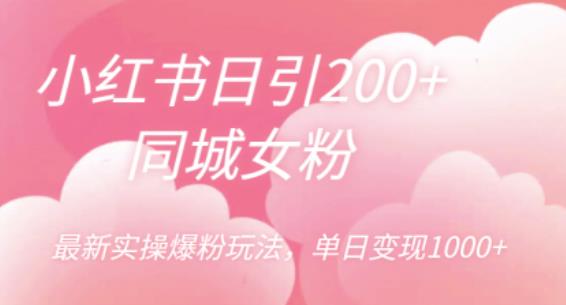 小红书日引200+同城女粉，最新实操爆粉玩法，单日变现1000+【揭秘】-第一资源站