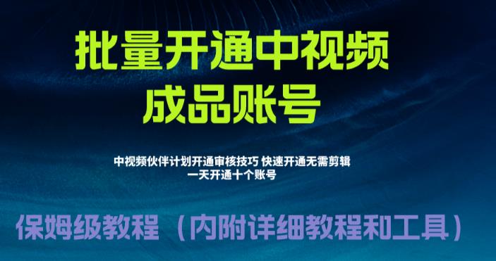 外面收费1980的暴力开通中视频计划教程，内附详细的快速通过中视频伙伴计划的办法-第一资源站