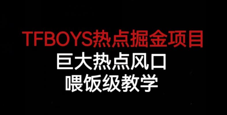 TFBOYS热点掘金项目，巨大热点风口，喂饭级教学-第一资源站