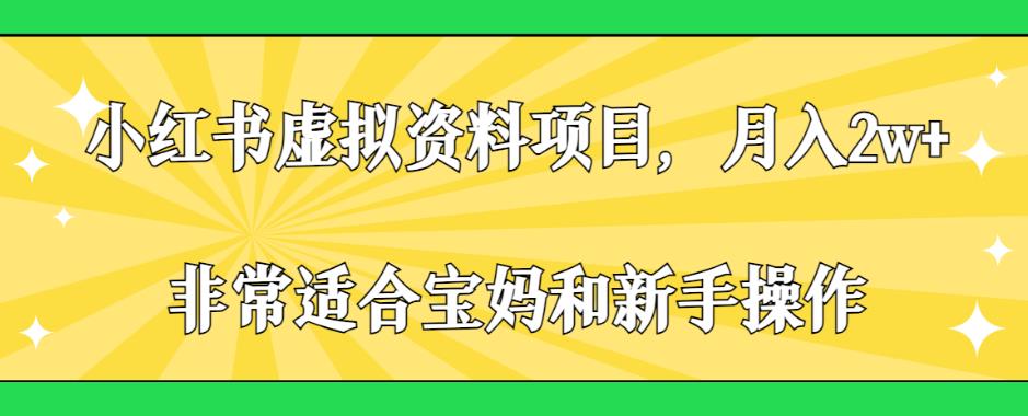 小红书虚拟资料项目，月入2w+，非常适合宝妈和新手操作【揭秘】-第一资源站