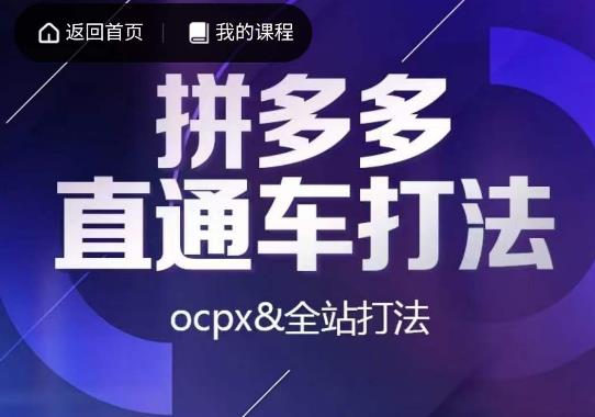 互力·拼多多直通车打法，ocpx&全站打法-第一资源站