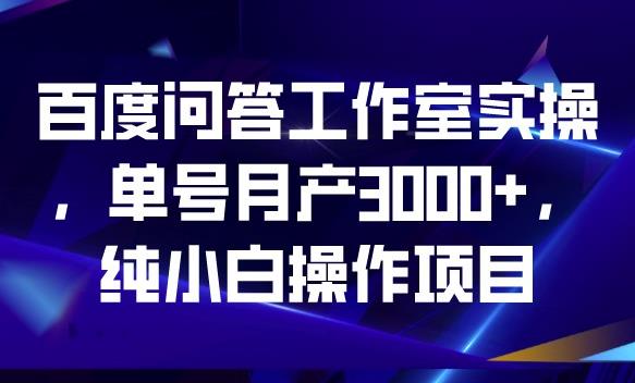 百度问答工作室实操，单号月产3000+，纯小白操作项目【揭秘】-第一资源站