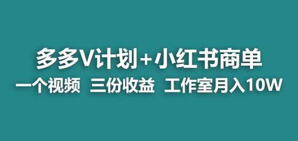 【蓝海项目】多多v计划+小红书商单一个视频三份收益工作室月入10w-第一资源站