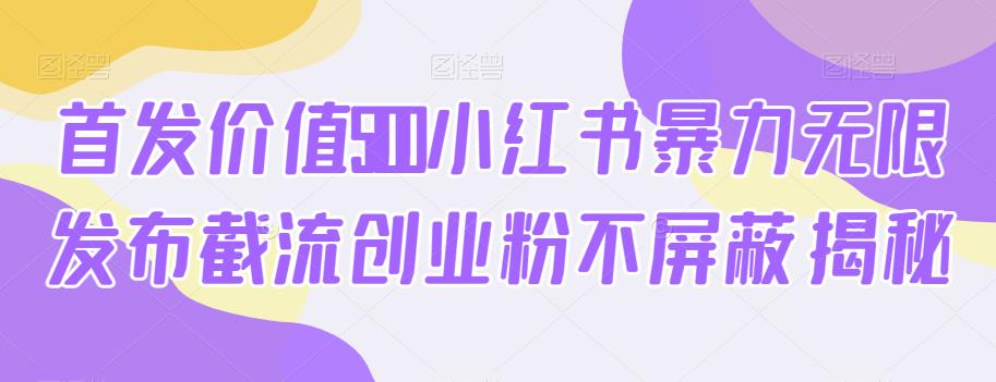 首发价值5100小红书暴力无限发布截流创业粉不屏蔽揭秘-第一资源站