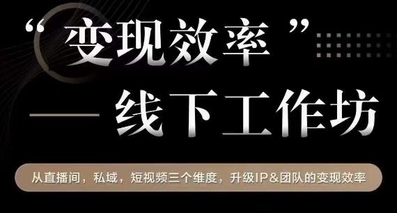 变现效率线下工作坊，从‮播直‬间、私域、‮视短‬频‮个三‬维度，升级IP和团队变现效率-第一资源站