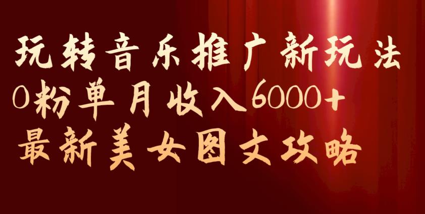 玩转音乐推广新玩法，0粉单月收入6000+，最新美女图文攻略【揭秘】-第一资源站