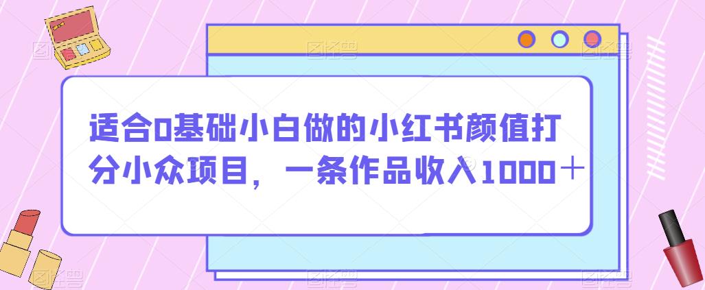 适合0基础小白做的小红书颜值打分小众项目，一条作品收入1000＋【揭秘】-第一资源站