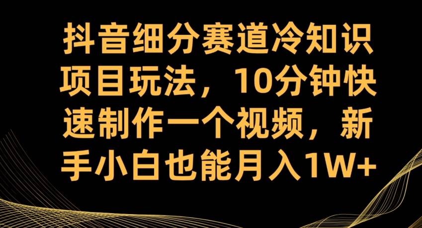 抖音细分赛道冷知识项目玩法，10分钟快速制作一个视频，新手小白也能月入1W+【揭秘】-第一资源站