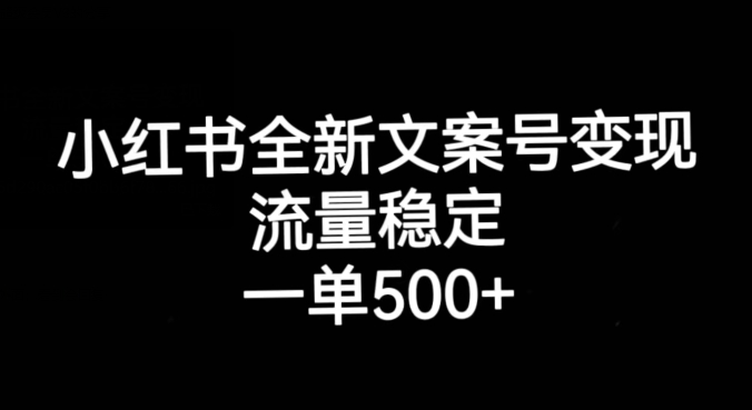 小红书全新文案号变现，流量稳定，一单收入500+-第一资源站