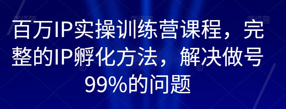 百万IP实操训练营课程，完整的IP孵化方法，解决做号99%的问题-第一资源站