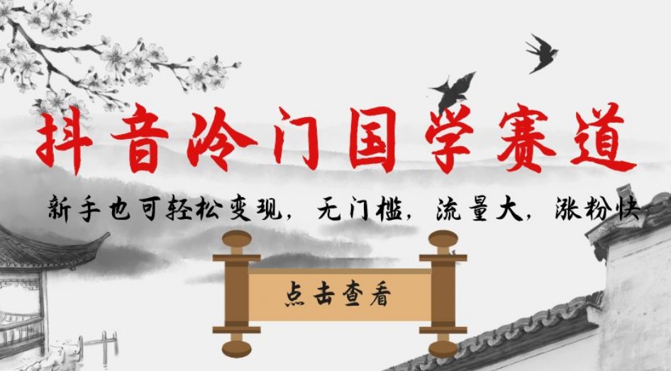 抖音冷门国学赛道，新手也可轻松变现，无门槛，流量大，涨粉快-第一资源站