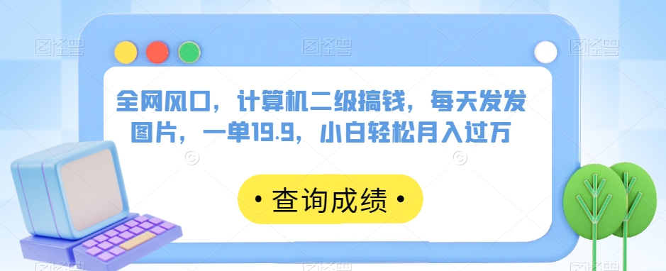 全网风口，计算机二级搞钱，每天发发图片，一单19.9，小白轻松月入过万【揭秘】-第一资源站