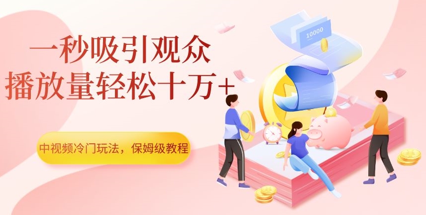 中视频冷门玩法，一秒吸引观众，播放量轻松十万+，保姆级教程【揭秘】-第一资源站