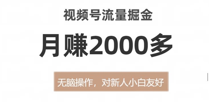 视频号流量掘金，无脑操作，对新人小白友好，月赚2000多【揭秘】-第一资源站