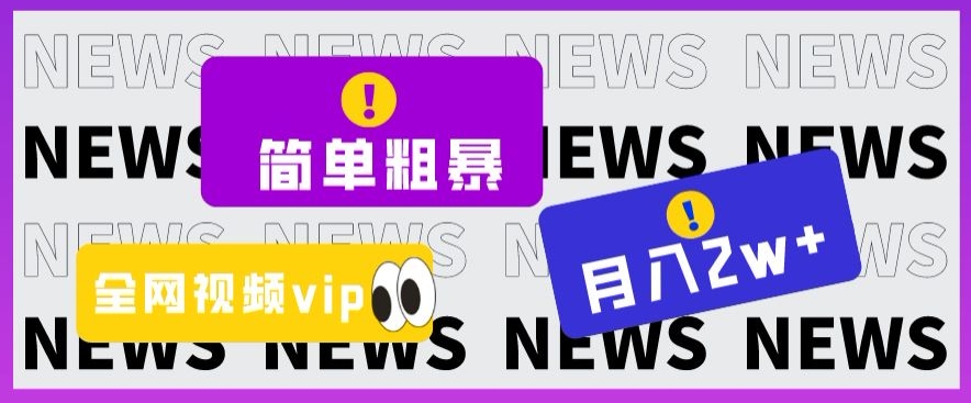 简单粗暴零成本，高回报，全网视频VIP掘金项目，月入2万＋【揭秘】-第一资源站