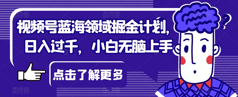 视频号蓝海领域掘金计划，日入过千，小白无脑上手【揭秘】-第一资源站