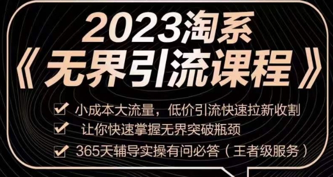 2023淘系无界引流实操课程，​小成本大流量，低价引流快速拉新收割，让你快速掌握无界突破瓶颈-第一资源站