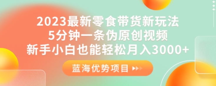 2023最新零食带货新玩法，5分钟一条伪原创视频，新手小白也能轻松月入3000+【揭秘】-第一资源站