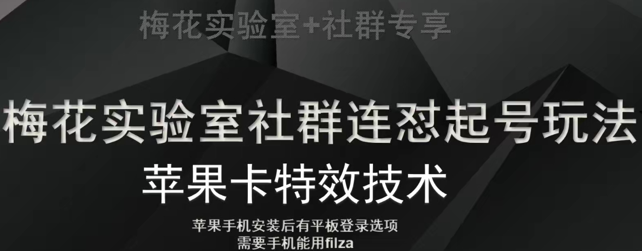 梅花实验室社群视频号连怼起号玩法，最新苹果卡特效技术-第一资源站