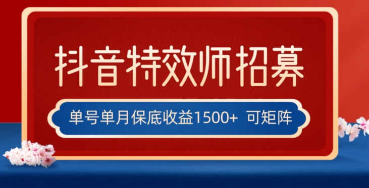 全网首发抖音特效师最新玩法，单号保底收益1500+，可多账号操作，每天操作十分钟【揭秘】-第一资源站