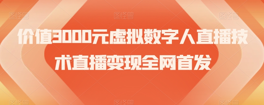 价值3000元虚拟数字人直播技术直播变现全网首发【揭秘】-第一资源站