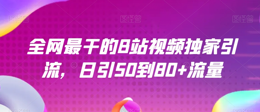 全网最干的B站视频独家引流，日引50到80+流量【揭秘】-第一资源站